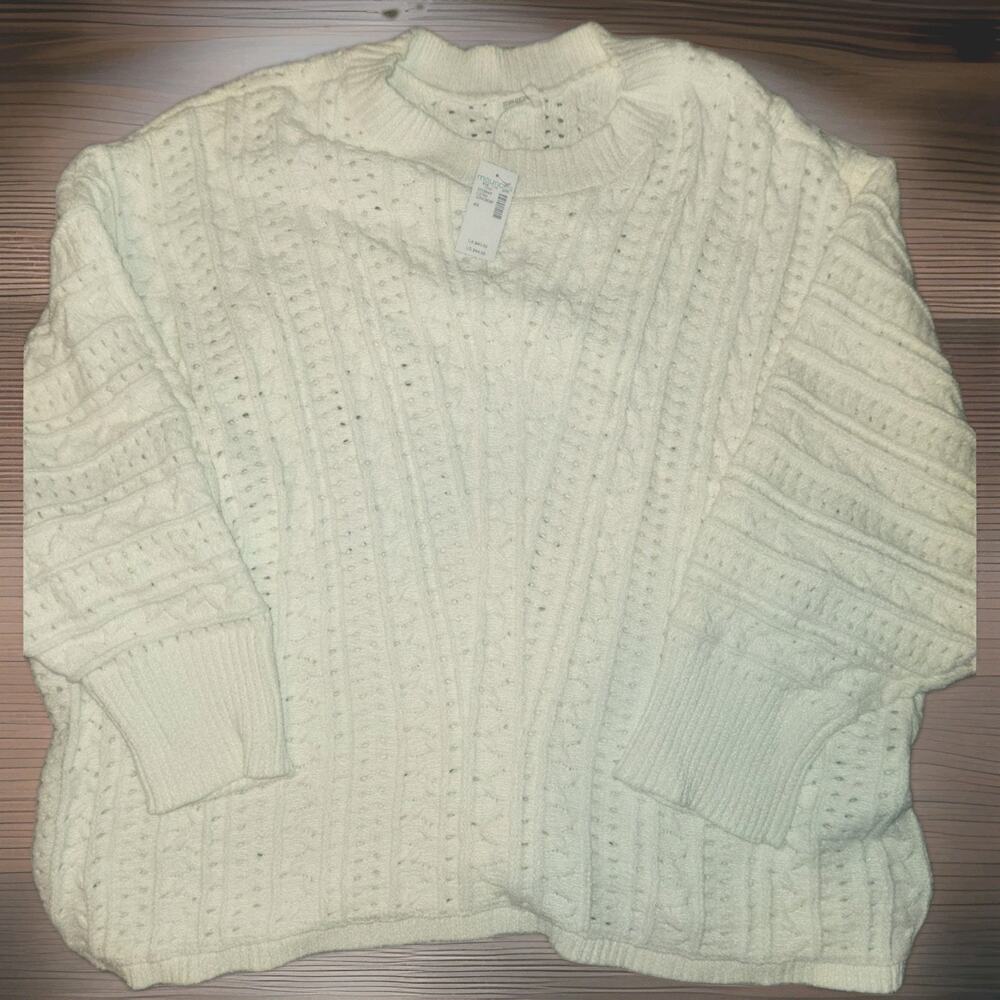 New Maurices Women’s 4x PLUS Knit Sweater Cream Ivory Long Sleeve Pullover